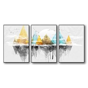 3 Piece Framed Canvas Home Artwork Decoration Abstract Mountain Canvas Wall Art for Living Room, Bedroom - 16"x24"x3 Panels