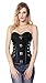 Charmian Women's Steampunk Gothic Spiral Steel Boned Brocade Waist Cincher Overbust Corset with Chains Black Medium