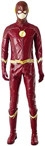 nihiug Flash Season 4 with the same suit Lightning Barry jumpsuit cosplay attire Halloween costume,Red-XL