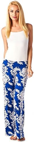 Designer97 Daisy Printing Womens Trousers Harem Wide Leg Palazzo Pants Large Blue