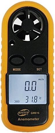 Handheld Digital Anemometer GM816 Air Wind Speed Scale Gauge Meter Air Flow Velocity Thermometer Measuring Device with LCD Backlight for Windsurfing, Sailing, Fishing, Kite Flying Mountaineering