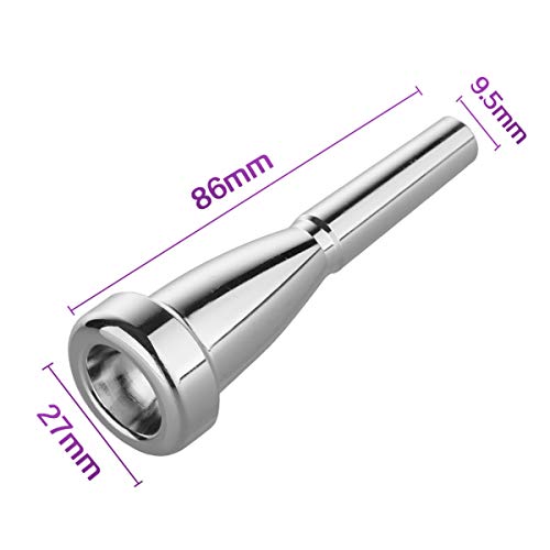 Trumpet Mouthpiece 3C 5C 7C (3 Pack) with Box and Microfiber Cleaning Cloth Compatible with Yamaha Bach Conn King Replacement Musical Instruments Accessories, Silver Plate (Bullet Shape)