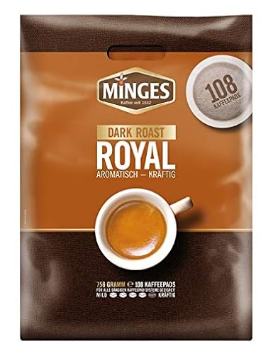 Minges Café Crème Dark Roast Megabeutel, 6 x 18 Kaffeepads (100 + 8 gratis), Aroma-Softpack, 756 g, 1er Pack (1 x 756 g)