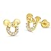 14k Gold Plated Brass Mouse Cubic Zirconia Screwback Baby Girls Earrings with Sterling Silver Post