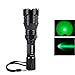 X.YShine LED Hunting Flashlight, HS-802 250 Yards Cree Q5 Coyote Hog Green Light Flashlight with Remote Tactical Pressure Switch+ Barrel Mount+ 18650 Rechargeable Battery+ Charger for Hunting, Fishing