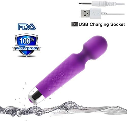 mini Massager Handheld Electric Bullet Body Neck Face Foot Massage therapy tool Portable Waterproof 20 frequency 8X Multi-Speed (Purple)