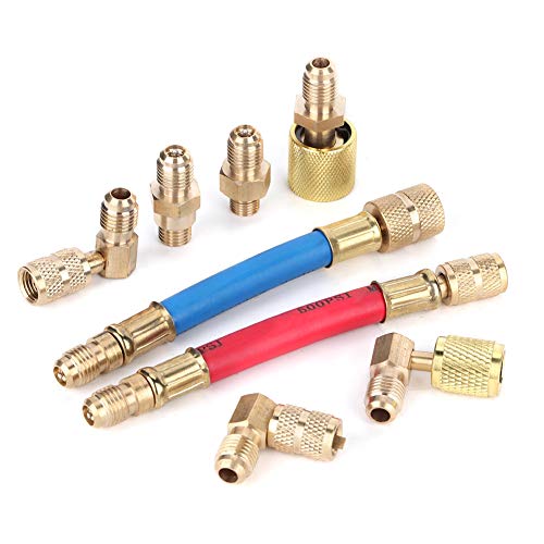 Refrigeration Connector Adapter Kit 8pcs Set Conditioning Refrigeration R 12A C Connector Adapter Hoses R134A R12