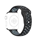 Rain Good Silicone Apple Watch 2 Series 1 Strap Breathable Sports Wristbands 38mm - Black + Grey (WB01-1)