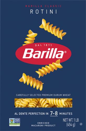 BARILLA ROTINI PASTA, 16 OZ. BOX – NON-GMO, MADE WITH DURUM WHEAT SEMOLINA – KOSHER CERTIFIED