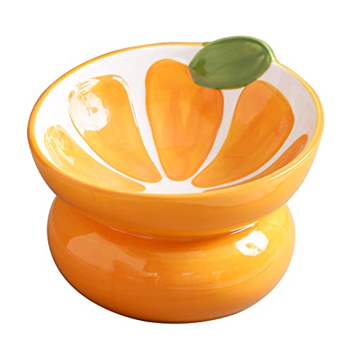 yeexoxow Orange Shaped Ceramic Cat Food Bowl