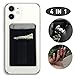 polifall Cell Phone Card Holder Stick On Wallet Sleeve Back - Double Pocket + Finger Grip Strap Loop + Metal Plate for Magnet Mount + RFID Block for iPhone, Galaxy, Android, Mobile - Black