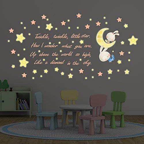 Wallflexi Wall Stickers Twinkle Little Star Wall Art Murals Removable Self-Adhesive Decals Nursery Kindergarden Kids Room Restaurant Cafe Hotel Office Home Decoration, multicolour