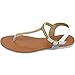 Alpine Swiss Womens Slingback T-Strap Gold Chain Accent Thong Sandals