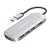 USB Hub, HooToo Ultra Slim 4-Port USB 3.0 Data Hub (5Gbps Transfer Speed, Anodized Alloy, Compact, Lightweight, for Mac and Windows OS) (Silver)