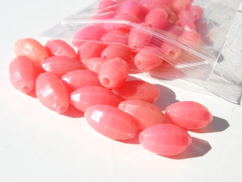 Luminous glow fishing beads 3/8"x5/8" 50 pieces pink