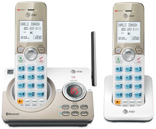 AT&T - Teléfono inalámbrico expansible Con conexión Bluetooth a la celda, 2 Handset