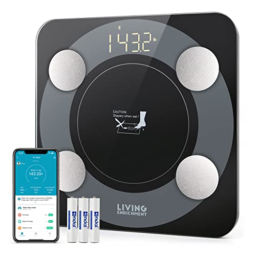 Bluetooth Scale for Body Weight, Living Enrichment Smart Body Fat Weight BMI Bathroom Wireless