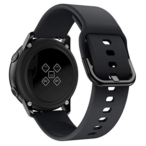 Sports Soft Silicone Replacement Band Strap for Samsung Galaxy Watch active - Chartsea Samsung Accessories (Black) - Thumbnail 2