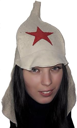 Hat for the Russian Banya and Finnish Sauna / 100% Pure Wool Felt / Stylish Accessory for Men and Women / Model Military Ushanka Soviet Army Red Star / One size / Russin Shapka / Sombrero de Rusia