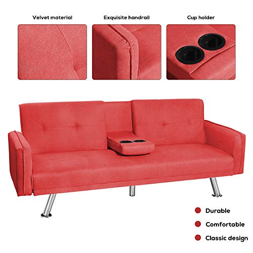 DKLGG Convertible Futon Bed Modern Velvet Recliner Couch with Armrest