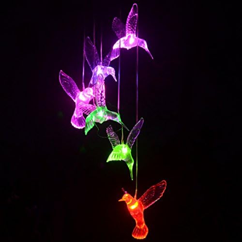 Medog Wind Chimes Color Changing Hummingbird Wind Chime Light Solar Led Night Light Blue Hummingbird Wind Chimes ( bird)