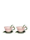 Cg FBA_SS-CG-10395 SS-CG-10395, Pink Hibiscus 6-pc Set with 2 Cups, Saucers and Spoon Collectible