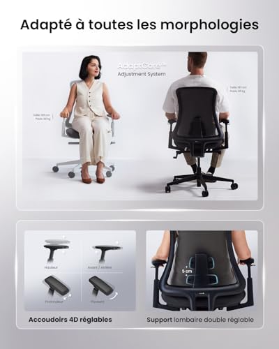 ProtoArc Ergonomic Office Chair High Back Mesh Office Chair Breathable Swivel Chair with Dual Adjustable Lumbar Support, 4D Armrests, Sliding Seat (Flexer Pro - Black)