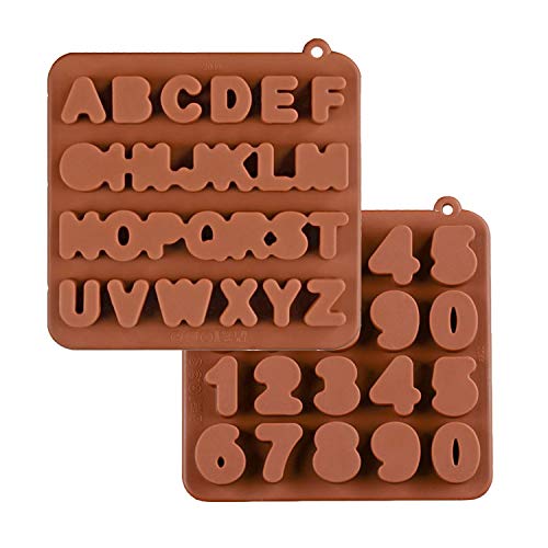 KBstore 2 Pack Silicone Chocolate Moulds Alphabet and Number Shaped Baking Mold Set for Candy, Jelly and Ice Cube #2