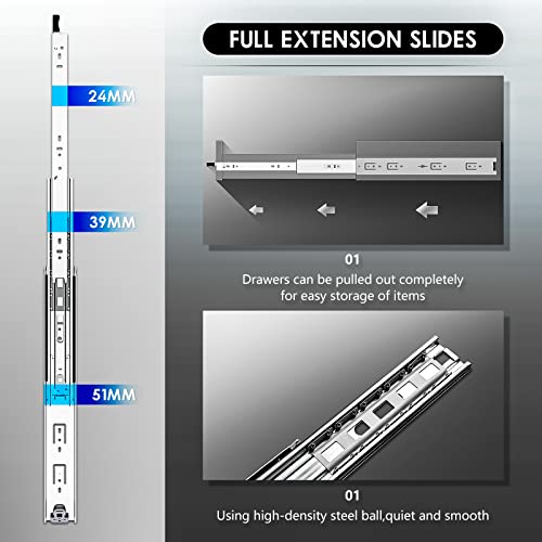 AOLISHENG Heavy Duty Drawer Slides 36 Inch with Lock Full Extension Ball Bearing