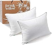 Fern and Willow Pillows for Sleeping - Set of 2 Queen Size Down Alternative Pillow Set w/ Luxury Plush Cooling