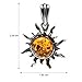 Honey Amber and Sterling Silver Flaming Sun Pendant, 18