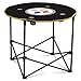 NFL Logo Brands Pittsburgh Steelers Collapsible Round Table with 4 Cup Holders and Carry Bag, Team Color