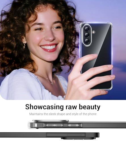 FLLAO 4 in 1 Case for Samsung Galaxy A57 5G with 2 Screen Protector and 1 Camera Lens Protector, [Built-in Air Pad] Anti-Shock Anti-Scratch Case, Transparent