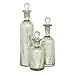 Deco 79 Glass Living Room Decorative Jars Slim Bottle Decorative Container with Crystal Toppers, Set of 3 Jar with Lid 12
