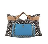 Shengxilu Women's Pu Leather Handbag Lady's Line Lattice Tote with Lock