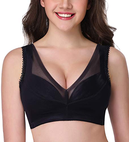 HANSCA Women's Push Up Wirefree Bra Lightly Padded Full Cup Cleavage Bra Plus Size Comfort (Midnight Blue, 40DD) - Thumbnail 7