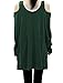 Allegra K Women's Scoop Neck Cut Out Shoulder Oversized Tunic Top M Green
