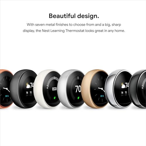 Google Nest Learning Thermostat - 3rd Gen (2015) - Programmable Smart Thermostat for Home - Works with Alexa - Polished Steel - View 11