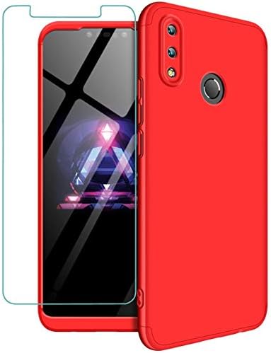 JOYTAG Compatible For Huawei Nova 3i/JOYTAG Compatible For Huawei P Smart Plus case 360 degrees Red ultra thin Matte All-inclusive Protection 3 in 1 PC Phone case cover+Tempered glass film-Red