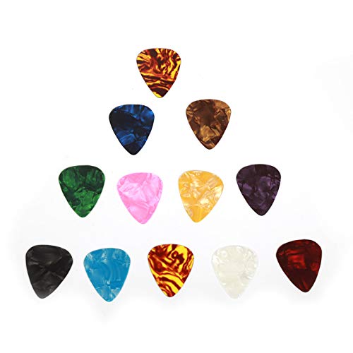 Lucky Sandwich 20 Pcs 0.46mm Thin Celluloid Guitar Picks Assorted Colors Plectrums for Guitar Bass