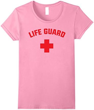 Womens OFFICIAL LIFEGUARD Red &amp; White Certified Swim Pool T Shirt Small Pink