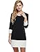 Meaneor Women's Color Block Patchwork 3/4 Sleeve Shift Dress with Pockets