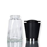 Salt and Pepper Grinder - Seacreating Professional Grade Stainless Steel Salt and Pepper Grinder with Glass Body and Adjustable Manual Ceramic Mill for Fine Spices or Coarse Easy to Refill & Clean