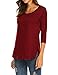 Sherosa Women's Casual 3/4 Sleeve Loose Tunic Tops Scoop Neck T-Shirt
