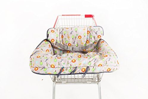 2-in-1 Shopping Cart Cover for Baby/Toddler with Free Baby Infant Training Toothbrush - High Chair Cover - Germ Protection Material - Unisex Design - Machine Washable - Compact Carry Bag Folding