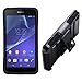 Black HyBrid Rubber Soft Skin Holster Beltclip Kickstand Case Hard Cover For Sony Ericsson Xperia Z3v D6708 with Free Pouch