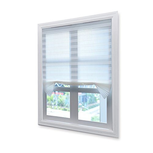 Acholo Easy to Install Pleated Fabric Shades Blinds Room Darkening Window Shades Blinds White 36"x 72" 6-Pack