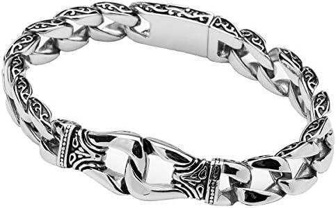 Just Lsy Amazing 316L Stainless Steel Bracelet Men's Punk Biker High Polished Silver Black Chain Link 8.3inch-9.4inch