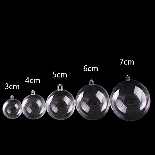 25 Set 50 Pieces Christmas Clear Plastic Fillable Ornaments, DIY Bath Bomb Mold,Acrylic Clear Plastic Ornaments Balls Fillable Wedding Party Decor with 5 Size 30mm 40mm 50mm 60mm 70mm