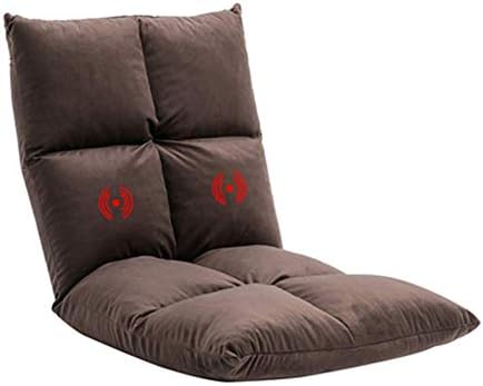 Seat Cushion Floor Folding Sofa with USB Interface with Massage Gaming Chair Lounger Adjustable Sleeper Bed Couch Recliner Chair Pad (Color : Brown)